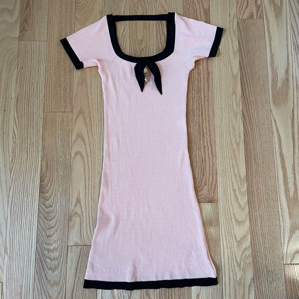 J.ING Pink and Black Contrast Trim Bodycon Mini Dress